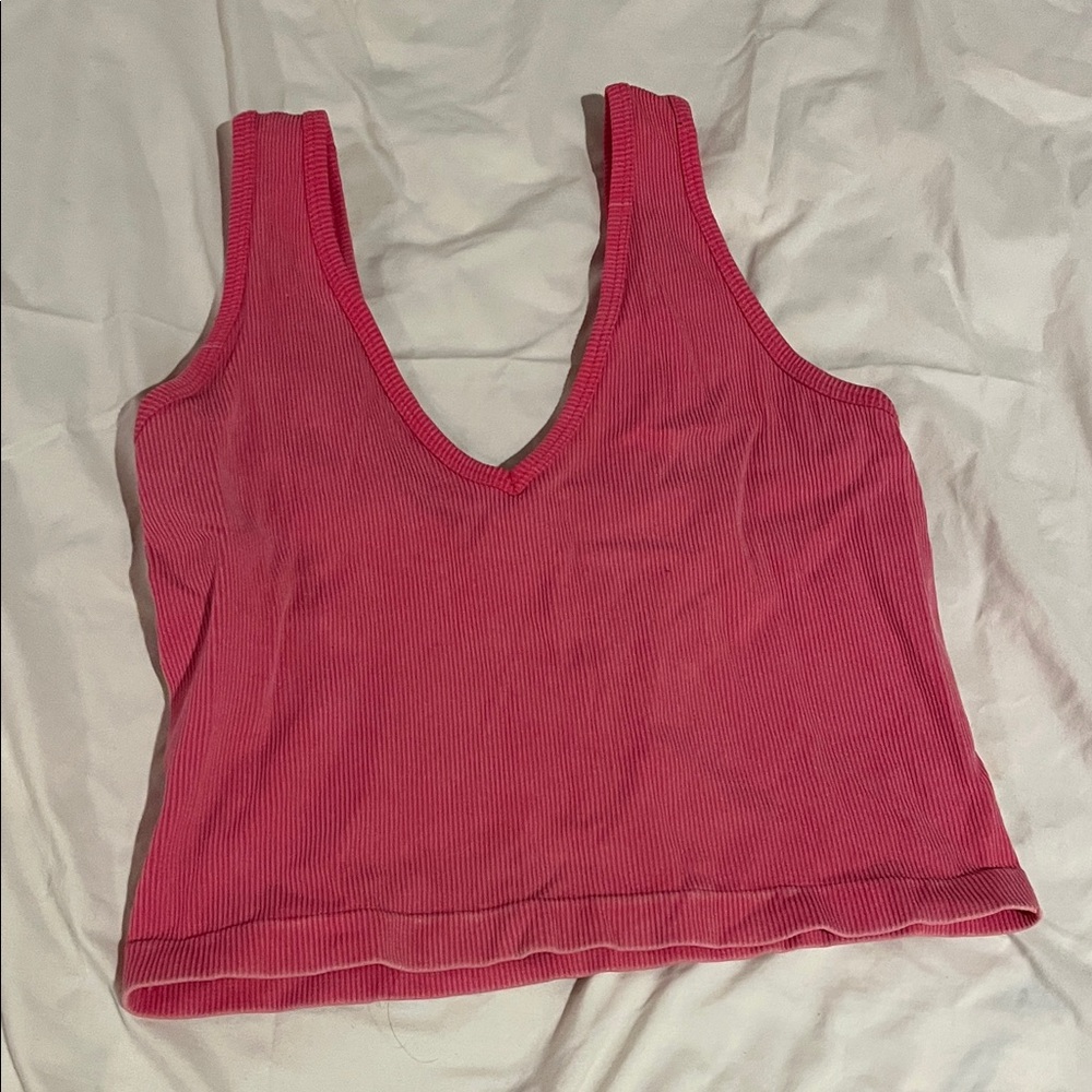 Pink Ribbed Women's Tank Top